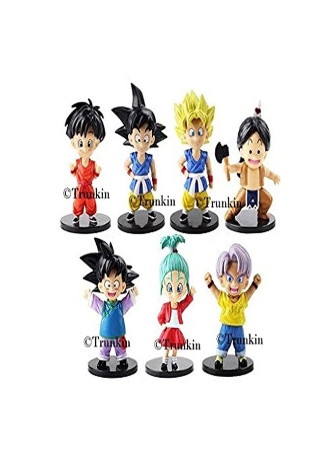 Trunkin Dbz Set Of 7 Action Figures Childhood Ver. 10 cms Anime Figurines Super Saiyan Goten Trunks Pan Vegeta Dolls Toys Anime Dbz Polyvinyl Chloride Collectible Model Toy,Multicolor - Image 3